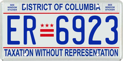 DC license plate ER6923