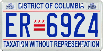 DC license plate ER6924