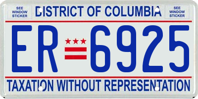 DC license plate ER6925
