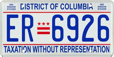 DC license plate ER6926