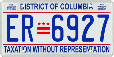 DC license plate ER6927