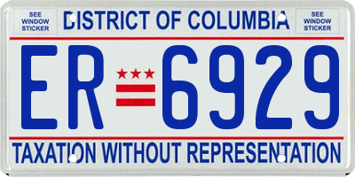 DC license plate ER6929