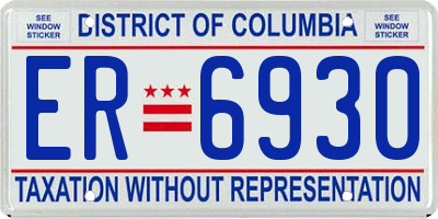 DC license plate ER6930