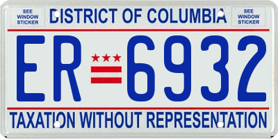 DC license plate ER6932