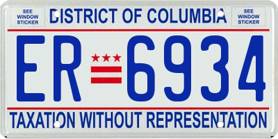 DC license plate ER6934