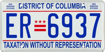 DC license plate ER6937