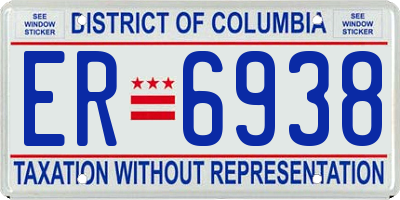 DC license plate ER6938