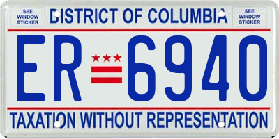 DC license plate ER6940