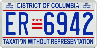 DC license plate ER6942