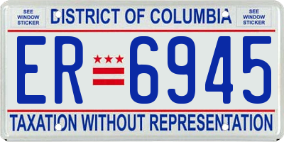 DC license plate ER6945