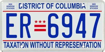 DC license plate ER6947