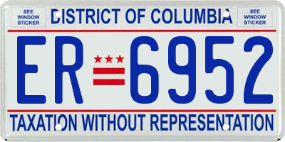 DC license plate ER6952