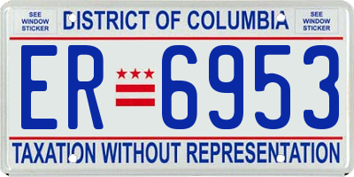 DC license plate ER6953