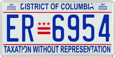 DC license plate ER6954