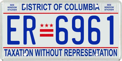 DC license plate ER6961