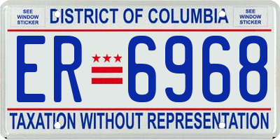 DC license plate ER6968
