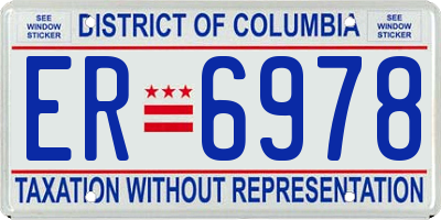 DC license plate ER6978
