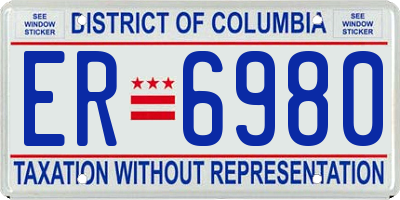 DC license plate ER6980