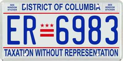 DC license plate ER6983