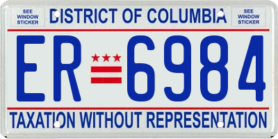 DC license plate ER6984