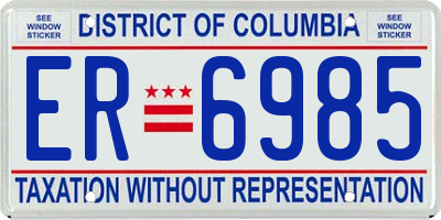 DC license plate ER6985