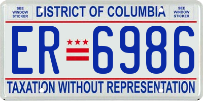 DC license plate ER6986
