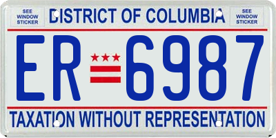 DC license plate ER6987