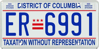 DC license plate ER6991
