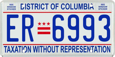 DC license plate ER6993