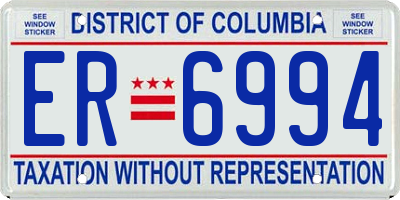 DC license plate ER6994
