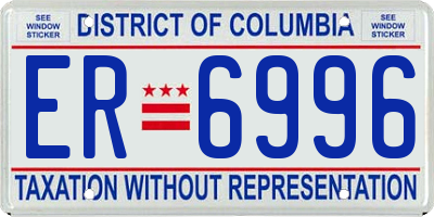 DC license plate ER6996
