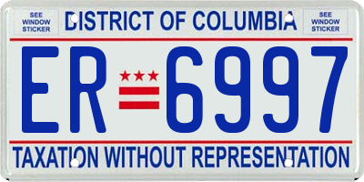 DC license plate ER6997