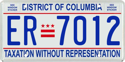DC license plate ER7012