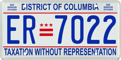 DC license plate ER7022