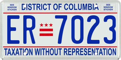 DC license plate ER7023