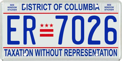DC license plate ER7026