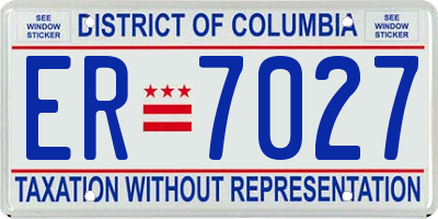 DC license plate ER7027