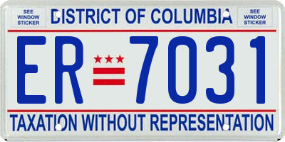 DC license plate ER7031