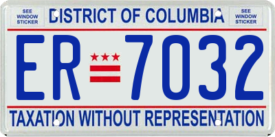 DC license plate ER7032