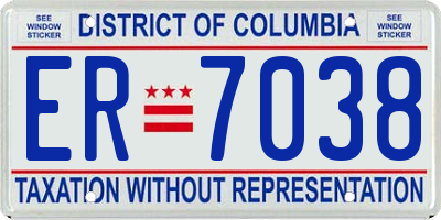 DC license plate ER7038