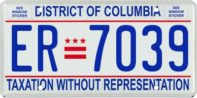 DC license plate ER7039