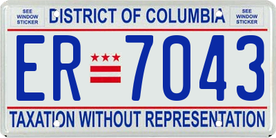 DC license plate ER7043