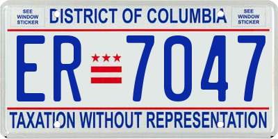 DC license plate ER7047