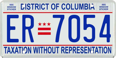 DC license plate ER7054