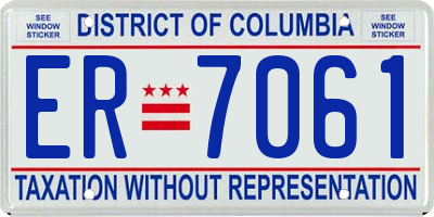 DC license plate ER7061