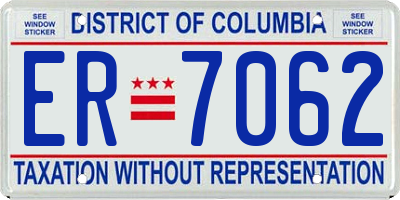 DC license plate ER7062