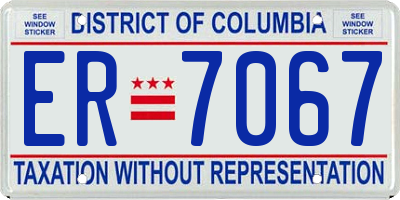 DC license plate ER7067