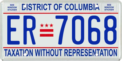 DC license plate ER7068