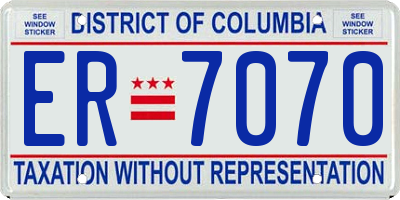 DC license plate ER7070