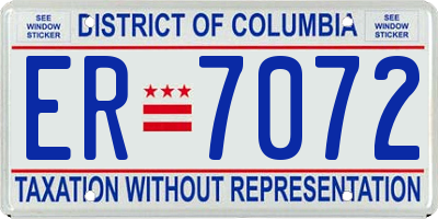 DC license plate ER7072